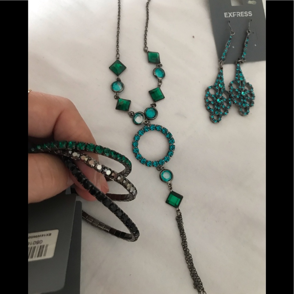 Express necklace with  earrings and bracelet
